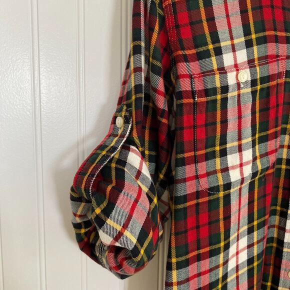 LRL Ralph Lauren Womens Button Up Top Medium Plaid Flannel Western Equestrian - Picture 3 of 9
